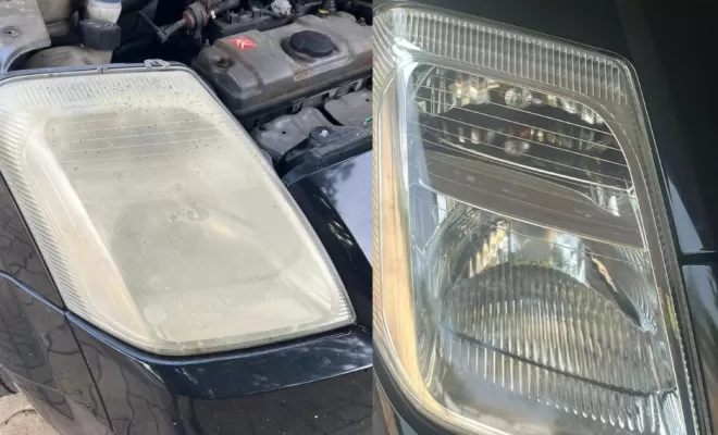 avant/ aprés rénovation des phares par polymérisation