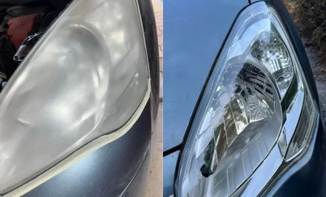 avant/ aprés rénovation des phares par polymérisation
