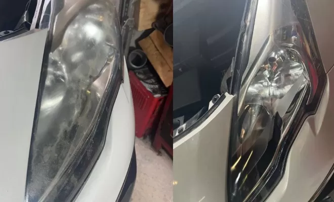 avant/ aprés rénovation des phares par polymérisation