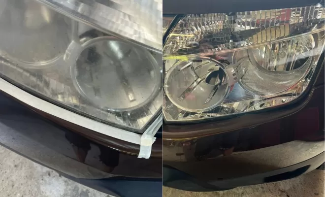 avant/ aprés rénovation des phares par polymérisation