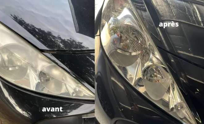 avant/ aprés rénovation des phares par polymérisation