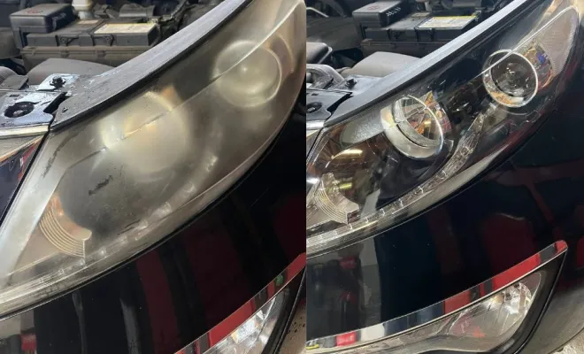 avant/ aprés rénovation des phares par polymérisation