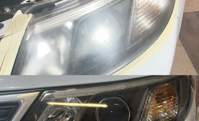 avant/ aprés rénovation des phares par polymérisation