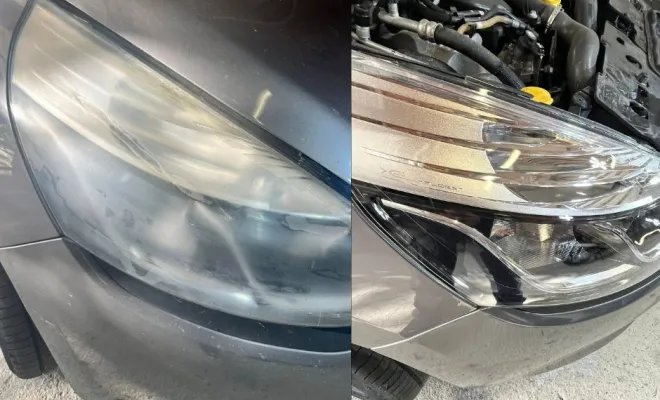 avant/ aprés rénovation des phares par polymérisation