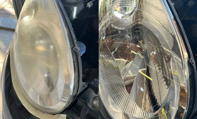 avant/ aprés rénovation des phares par polymérisation